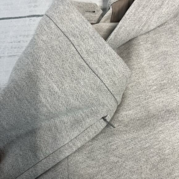 Theory Trouser Pants size 12 Gray White Herringbone Stretch Career Straight Leg - Picture 10 of 10